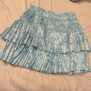 Current Air Blue and White Tiered Mini Skirt